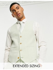 ASOS DESIGN - Gilet da abito super skinny in twill di misto lana verde crepuscolare