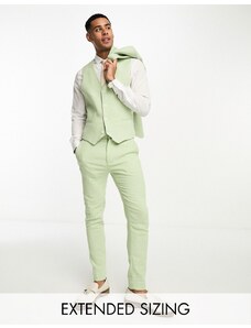 ASOS DESIGN Wedding - Gilet super skinny in misto lana verde salvia pied de poule