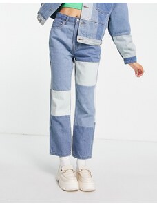Signature 8 - Jeans a zampa lavaggio medio patchwork in coordinato-Blu