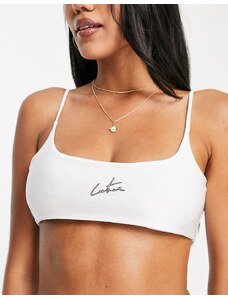 The Couture Club - Top bikini bianco con scollo rotondo e logo