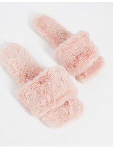 Loungeable - Pantofole soffici rosa con punta squadrata