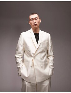 Topman - Giacca da abito doppiopetto comoda, colore bianco