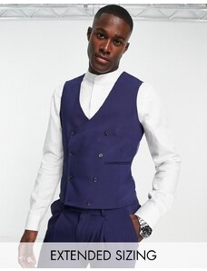 Noak - Tower Hill - Gilet da abito super skinny in misto lana pettinata elasticizzata blu medio