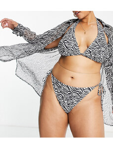 Esclusiva South Beach Curve - Slip bikini zebrato con laccetti laterali-Multicolore