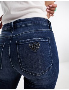 Love Moschino - Jeans skinny blu con logo in strass