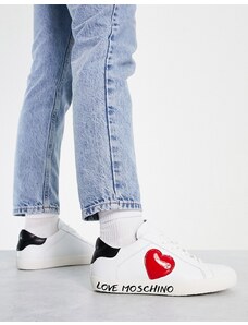 Love Moschino - Sneakers cupsole bianche con cuore-Bianco