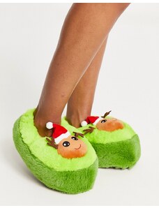 Loungeable - Pantofole natalizie con avocado verde