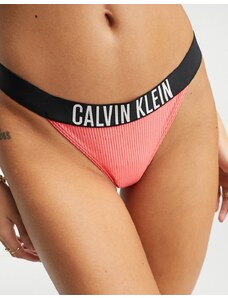Calvin Klein - Slip bikini sgambati con logo a coste rossi-Rosso