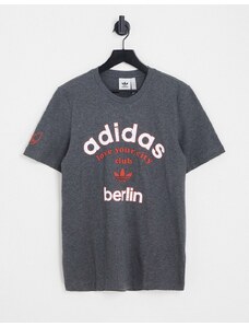 adidas Originals - Berlin - T-shirt grigia con logo-Viola