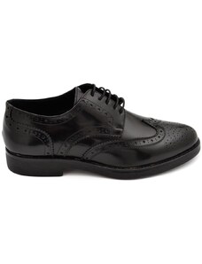 Malu Shoes Calzature uomo francesina stringata abrasivato nero fondo antiscivolo vera pelle made in italy