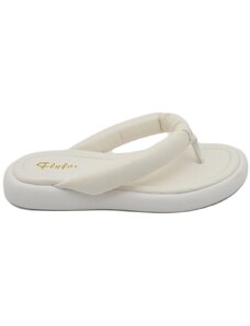 Malu Shoes Pantofole ciabatte donna bianco infradito in memory gomma da spiaggia moda morbido comodo relax