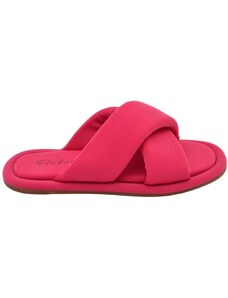 Malu Shoes PANTOFOLA DONNA MORBIDA IN ELASTINA ANTISCIVOLO FUCSIA CON FASCIA INCROCIATA COMFORT RELAX MEMORY