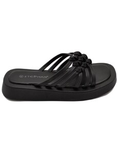 Malu Shoes Pantofola ciabatta donna platform zeppa in gomma nera con fascia intrecciata comoda memory foam estate