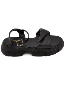 Malu Shoes Sandali donna donna platform zeppa nera con fascia inbottitae cinturino alla caviglia comodo