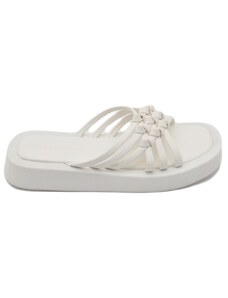 Malu Shoes Pantofola ciabatta donna platform zeppa in gomma bianco con fascia intrecciata comoda memory foam estate