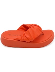 Malu Shoes Pantofola donna infradito platform in gomma antiscivolo arancione arricciato comfort relax estive