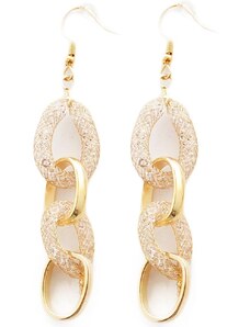 Malu Shoes Orecchini donna pendenti anelli intrecciati color oro e glitter