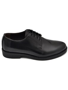 Malu Shoes Stringata uomo inglesina liscia in vera pelle abrasivata nera fondo gomma moda tendenza made in Italy