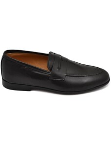 Malu Shoes Scarpe uomo mocassino in vera pelle nappa spazzolata nera bendina suola in gomma pantofola elegante