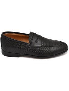 Malu Shoes Scarpe uomo mocassino in vera pelle nappa spazzolata nera intreccio piccolo bendina suola in gomma pantofola elegante