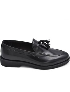 Malu Shoes Scarpe uomo mocassino nero in vera pelle abrasivata con nappine fondo gomma ultraleggera calzata facilitata