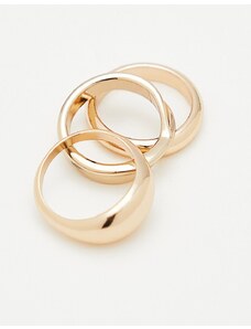 Topshop - Confezione da 3 anelli asimmetrici color oro-Argento