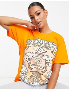 Honour HNR LDN - T-shirt oversize arancione con stampa aquarius