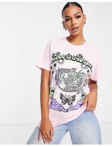 Honour HNR LDN - T-shirt oversize rosa con stampa "Love is a dream"