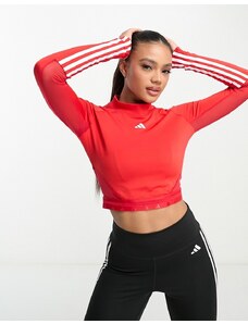 adidas performance adidas - Training Hyperglam - Crop top rosso a maniche lunghe con 3 strisce