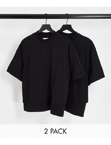 Topman - Confezione da 2 T-shirt oversize nere-Nero