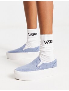 Vans Classic - Sneakers senza lacci in maglia blu con suola rialzata