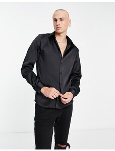 Twisted Tailor - Camicia slim sinuosa nera-Nero