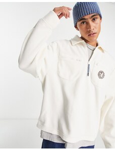 Damson Madder - Camicia pratica oversize in pile bianco con zip corta