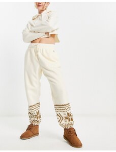 Polo Ralph Lauren - Pantaloni sportivi color crema con stampa e coulisse in coordinato-Bianco