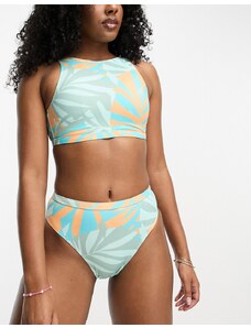 ROXY - Pop Up - Crop top bikini taglio lungo con stampa tropicale-Multicolore