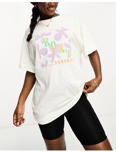 ROXY - Sweet Flowers - T-shirt bianca oversize-Bianco