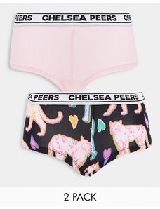 Chelsea Peers - Love Leopard - Confezione da 2 boxer rosa e bianchi