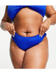 Esclusiva South Beach Curve - Slip bikini a vita alta con nodo blu