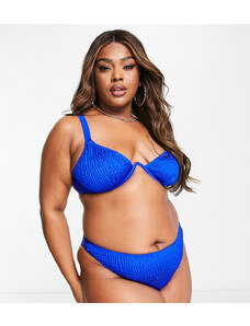 Esclusiva South Beach Curve - Top bikini stropicciato blu con ferretto