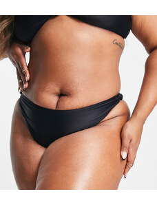 Esclusiva South Beach Curve - Mix & Match - Slip bikini a vita alta neri con nodi sui lati-Nero