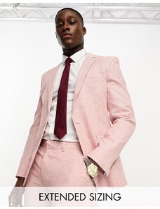 ASOS DESIGN - Giacca da abito super skinny in misto lino rosa a quadri pied de poule