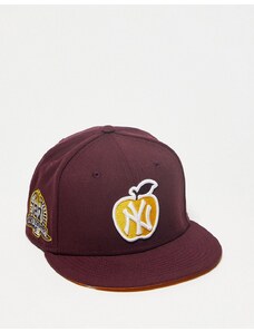 New Era - 9Fifty New York Yankees - Cappellino bordeaux con toppa a forma di mela-Rosso