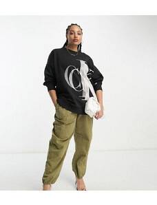 Calvin Klein Jeans Plus - Felpa nera con logo a monogramma-Black