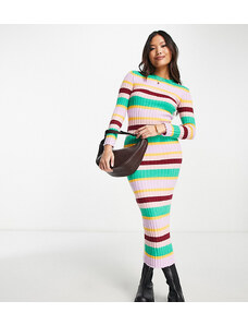 Y.A.S Petite - Vestito lungo in maglia a righe multicolore