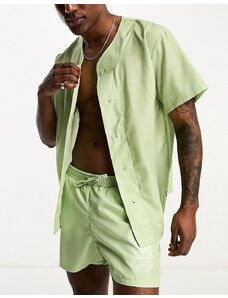 Bolongaro Trevor - Camicia da spiaggia verde stile baseball con teschio stampato