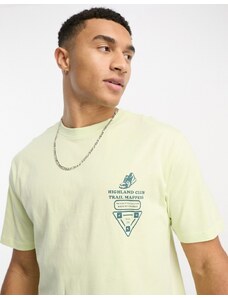 Only & Sons - T-shirt oversize giallo chiaro con stampa-Verde