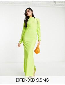 Vero Moda x Joann Van Den Herik - Vestito lungo con maniche rimovibili e scollo a vogatore color ghiacciolo al lime-Verde