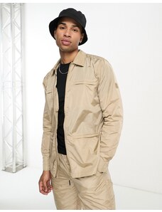 Rains - Camicia giacca in nylon color sabbia-Neutro
