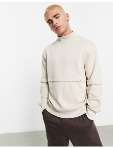 Calvin Klein Jeans - Maglione beige con etichetta con logo-Neutro