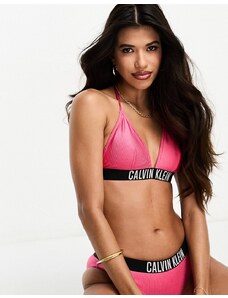 Calvin Klein - Intense Power - Top bikini a triangolo rosa vivace a coste
